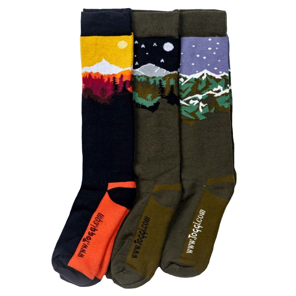 The Toggi Mens Mountain 3 Pack Socks in Green#Green