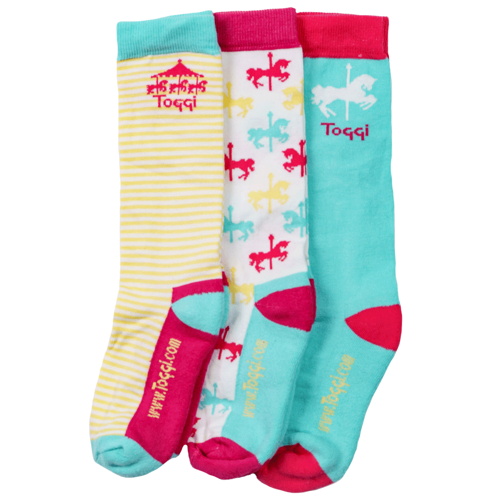 The Toggi Childrens Carousel 3 Pack Socks in Pink#Pink