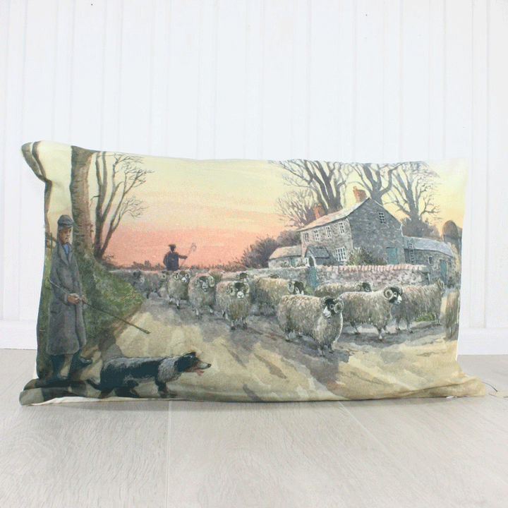 The Grays Red Sky At Night Cushion in White Print#White Print