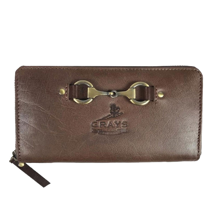 The Grays Sally Leather Zip Purse in Brown#Brown