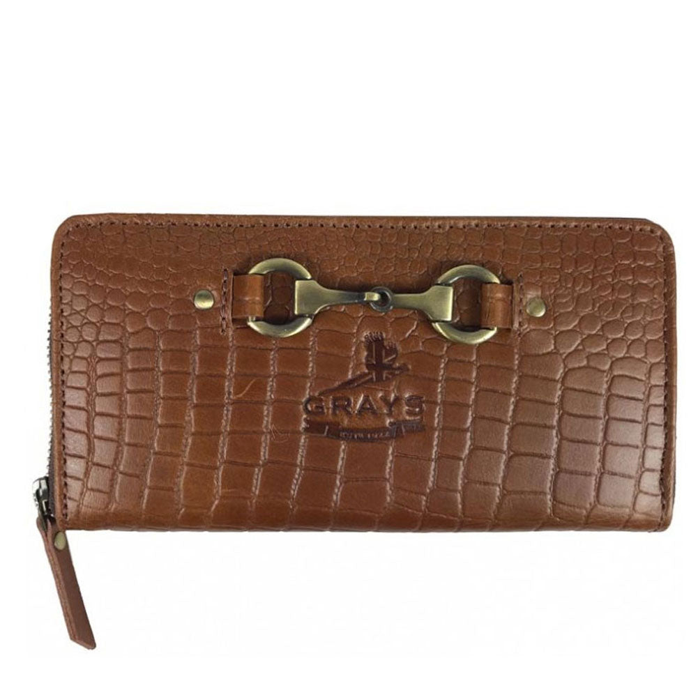 Grays Sally Leather Zip Purse in Brown Print#Brown Print