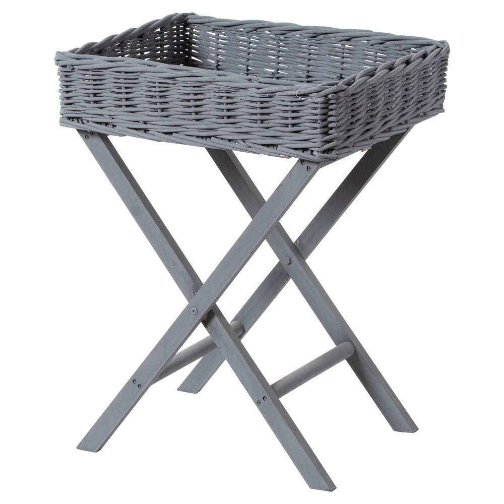 The Millbry Hill Grey Wicker Basket Butler Tray in Grey#Grey