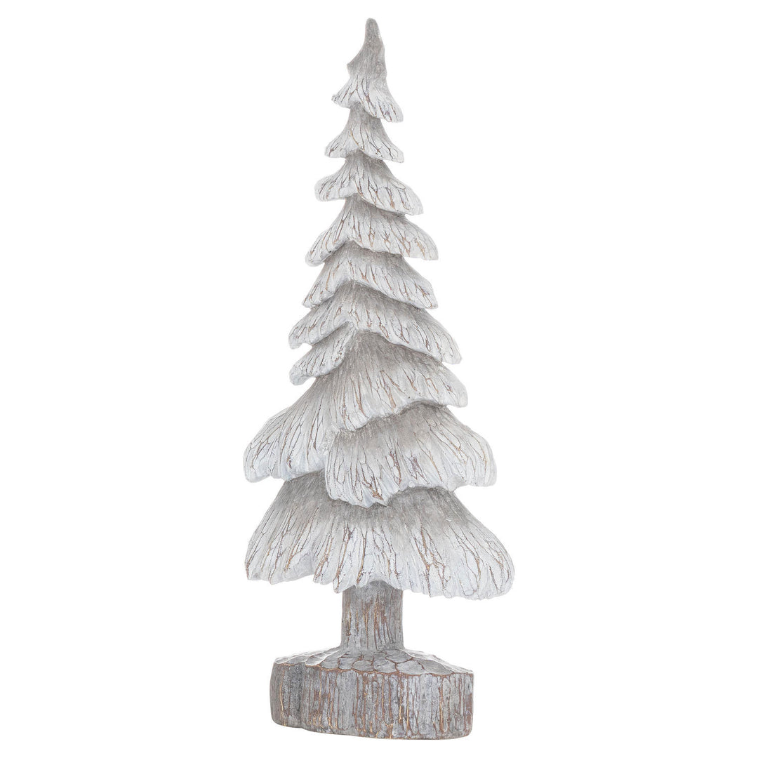 Millbry Hill Christmas Carved Wood Effect Grey Small Snowy Tree