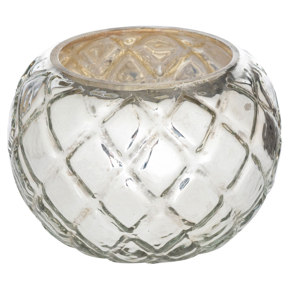 The Millbry Hill The Noel Collection Silver Etched Tealight Holder in Silver#Silver
