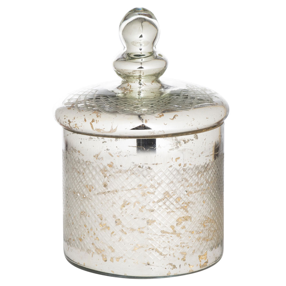 The Millbry Hill The Lustre Collection Silver Etched Small Trinket Jar in Silver#Silver