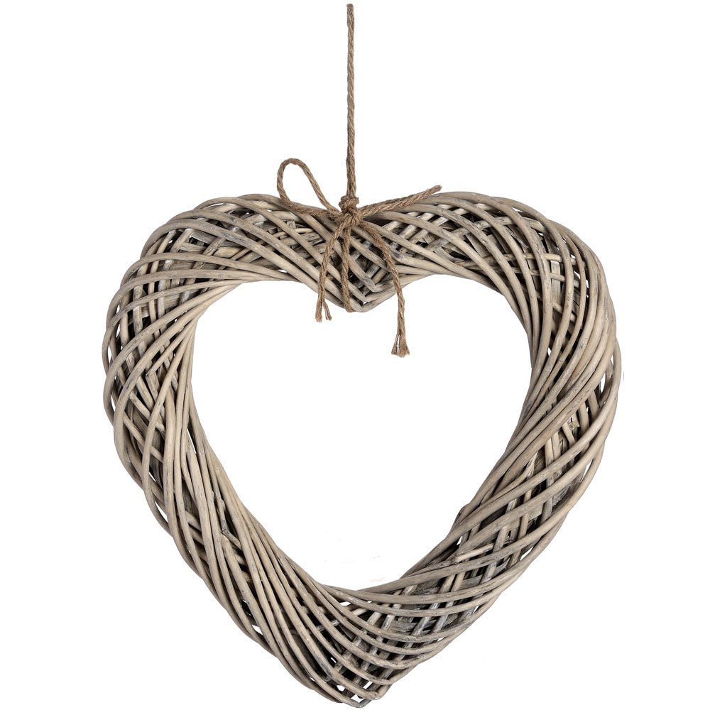 Millbry Hill Brown Large Wicker Hanging Heart with Rope Detail