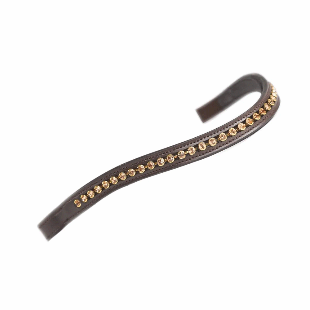 The Shires Aviemore Flower Diamante Browband in Brown#Brown