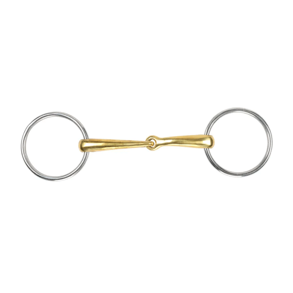 The Shires Brass Alloy Curved Loose Ring Snaffle in Brass#Brass
