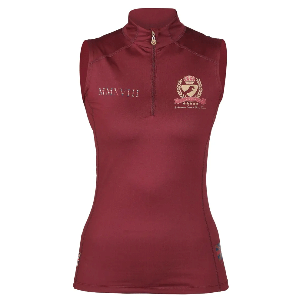 Aubrion Ladies Team Sleeveless Baselayer in Burgundy#Burgundy