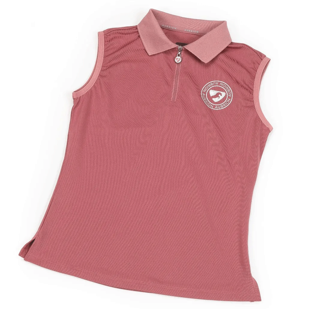 The Aubrion Maids Harrow Sleeveless Polo Shirt in Pink#Pink