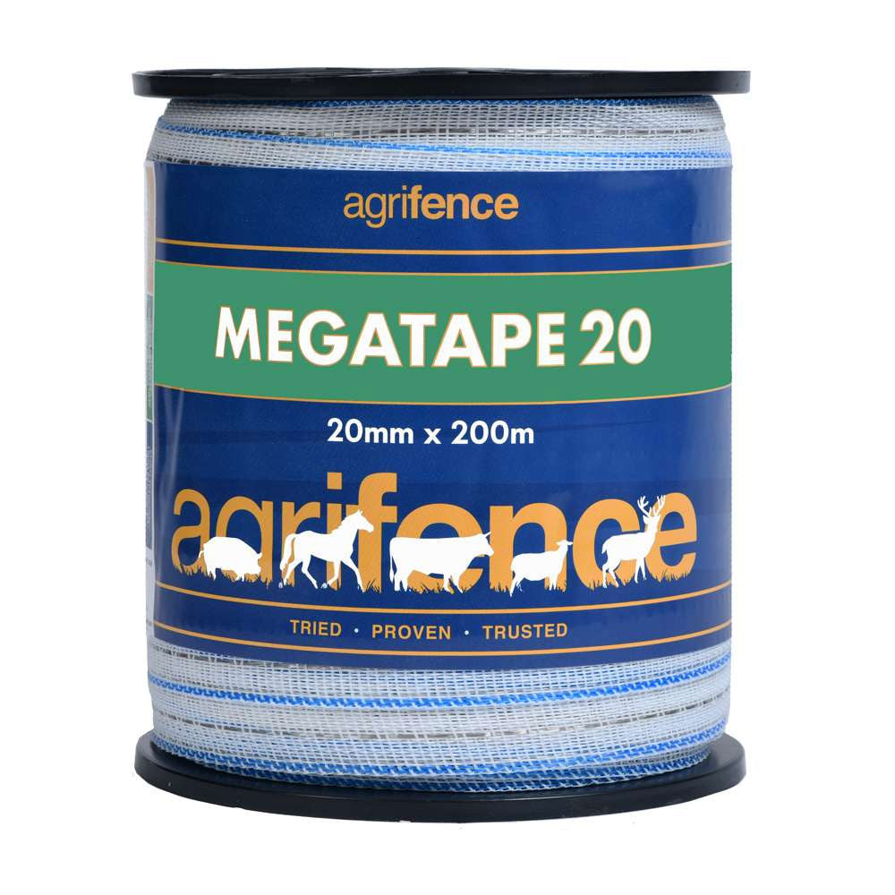 Agrifence Megatape 20 White Reinforced Tape 20mm x 200m