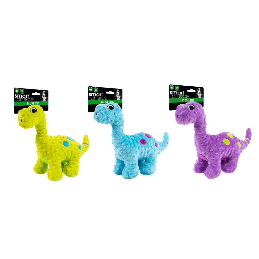 Smart Choice Squeaky Plush Dinosaur Dog Toy