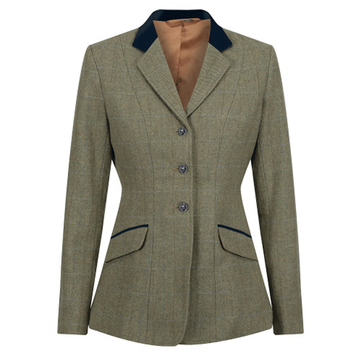 The Equetech Ladies Thornborough Deluxe Tweed Riding Jacket in Green#Green