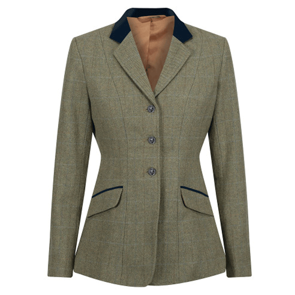 Veste Equestrian Equetech Bn Thornborough 50 - Tweed Vert à Carreaux Bleus - Neuve
