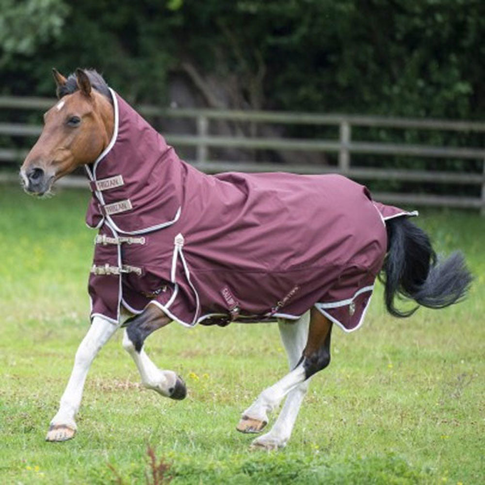 The Gallop Trojan Xtra 100g Lightweight Combo Turnout Rug in Burgundy#Burgundy
