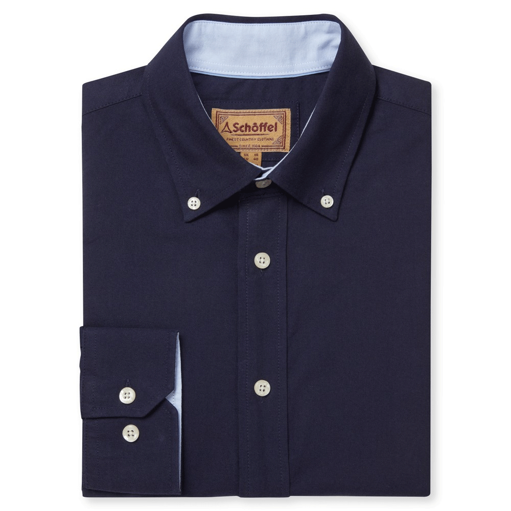 The Schoffel Mens Soft Oxford Tailored Shirt in Navy#Navy