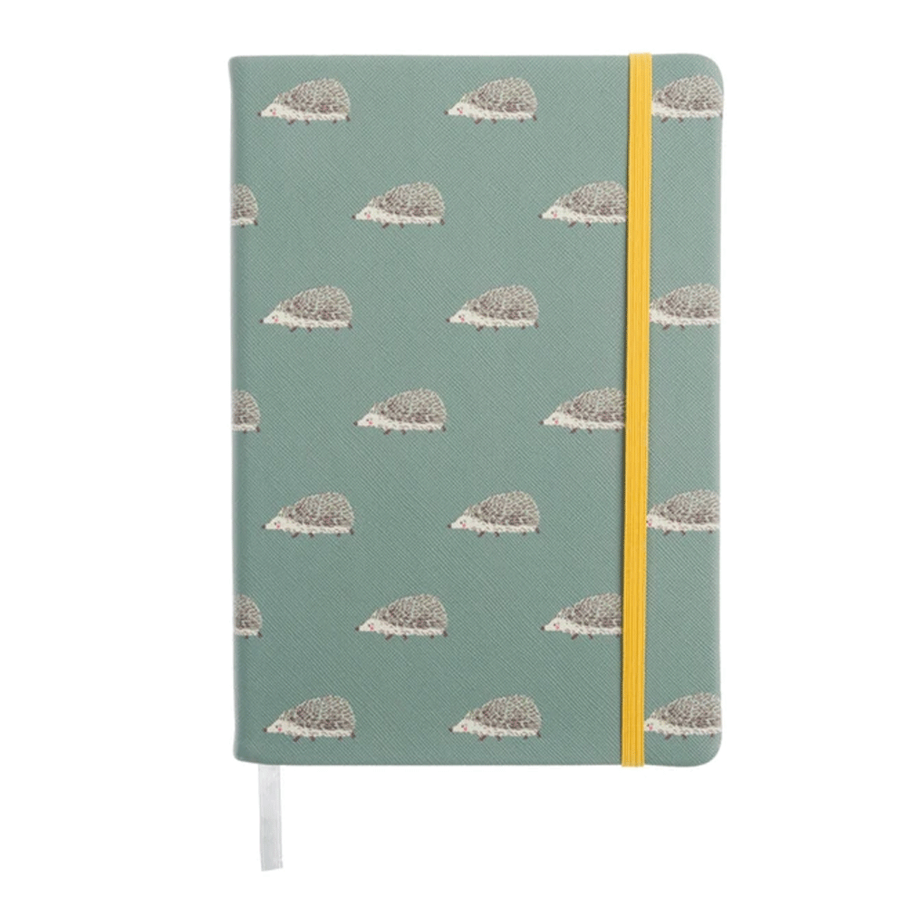The Sophie Allport Hedgehogs A5 Fabric Notebook in Dark Green#Dark Green