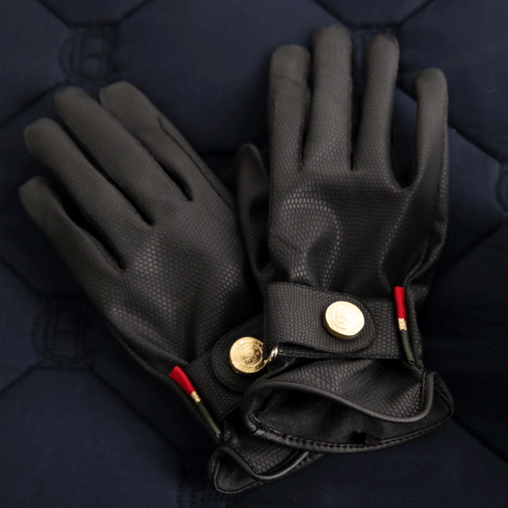 The Holland Cooper Ladies Riding Gloves in Black#Black