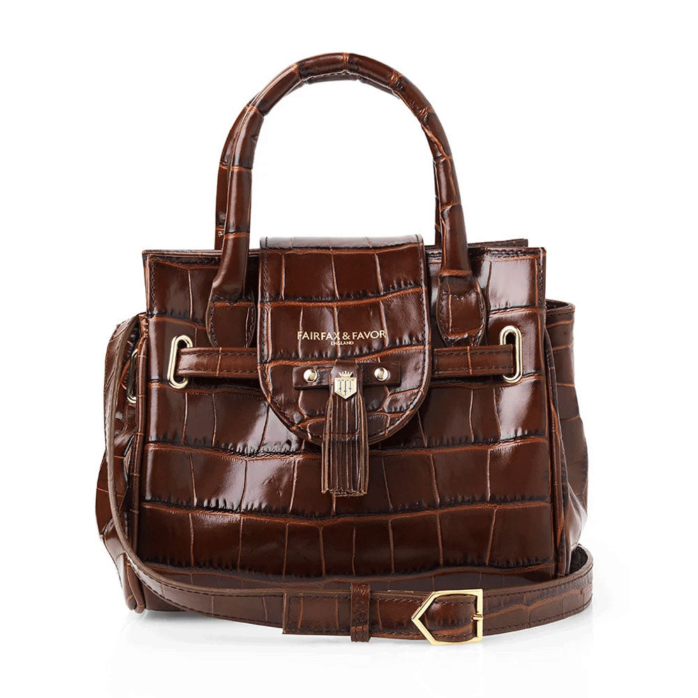 The Fairfax & Favor Ladies Mini Windsor Conker Leather Handbag in Conker Leather#Conker Leather