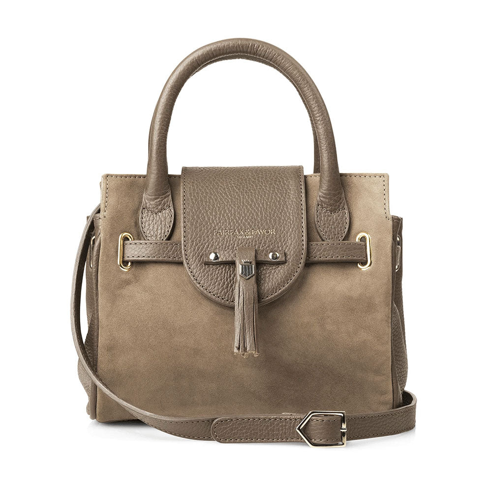 Fairfax & Favor Ladies Mini Windsor Suede Handbag in Taupe#Taupe