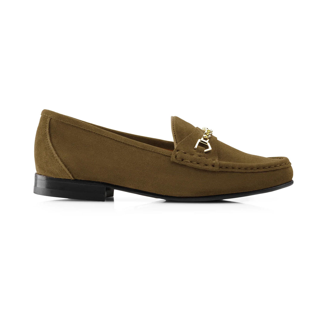 The Fairfax & Favor Ladies Apsley Limited Edition Olive Suede Loafer in Olive#Olive