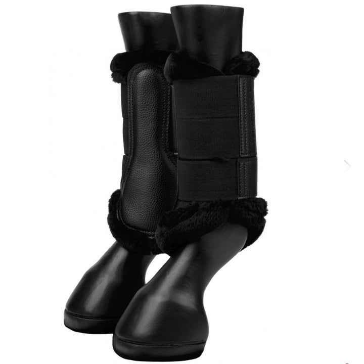 The LeMieux Fleece Edged Mesh Brushing Boots in Black#Black