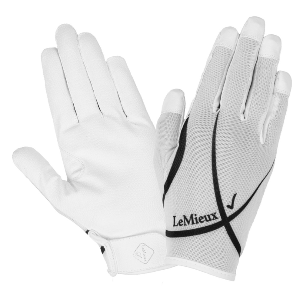 The LeMieux Pro Touch Soleil Mesh Riding Glove in White#White