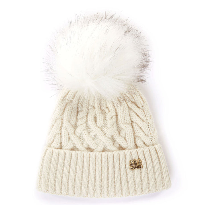 The Holland Cooper Ladies Windsor Bobble Hat in White#White