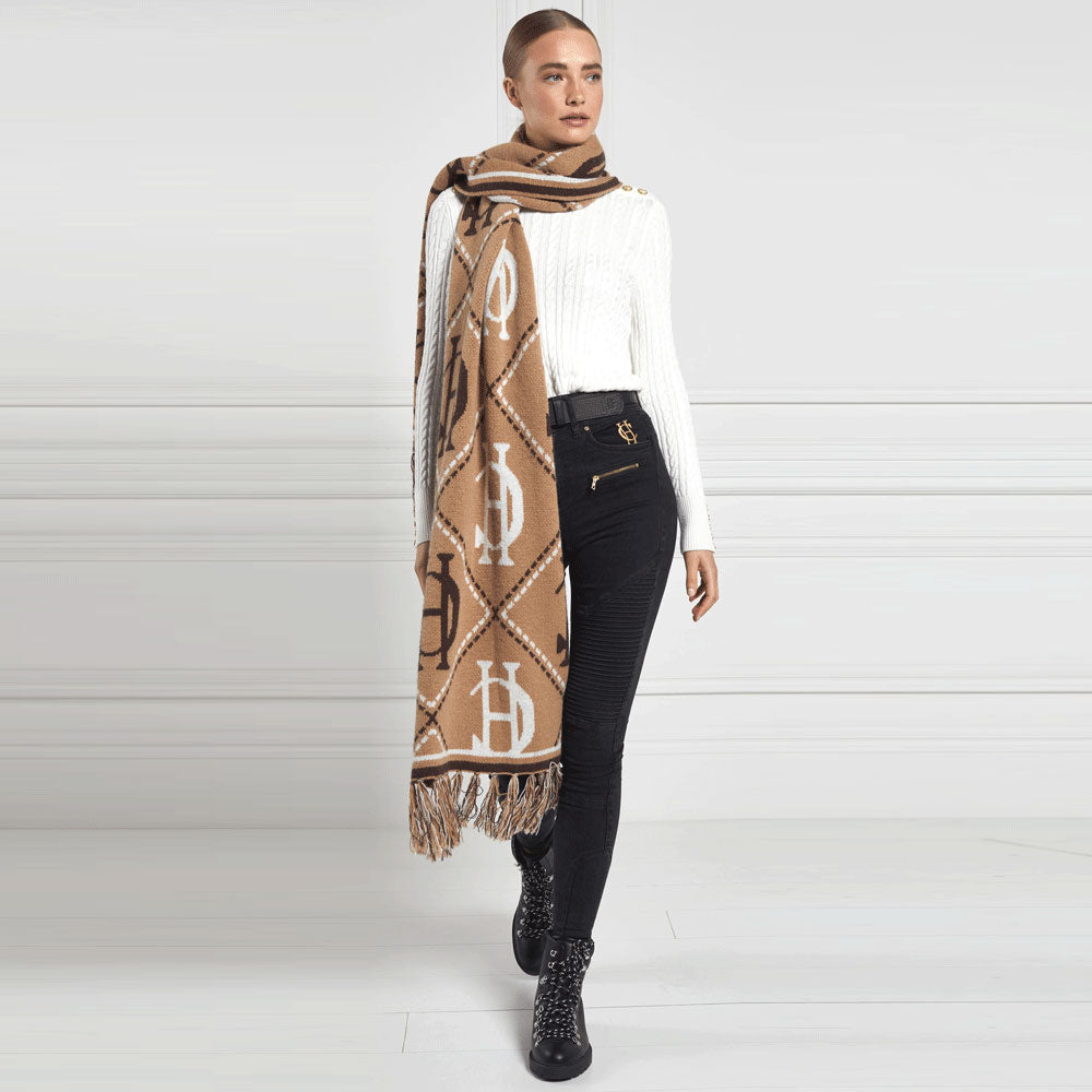 Holland Cooper Ladies Monogram Scarf in Camel#Camel