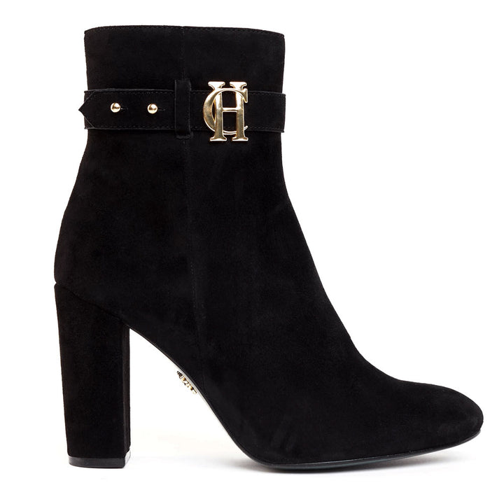 The Holland Cooper Ladies Mayfair Suede Ankle Boot in Black#Black