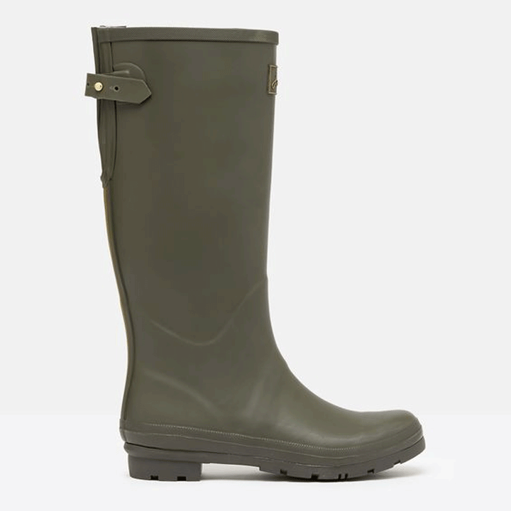 The Joules Ladies Field Wellies with Adjustable Back Gusset in Olive#Olive