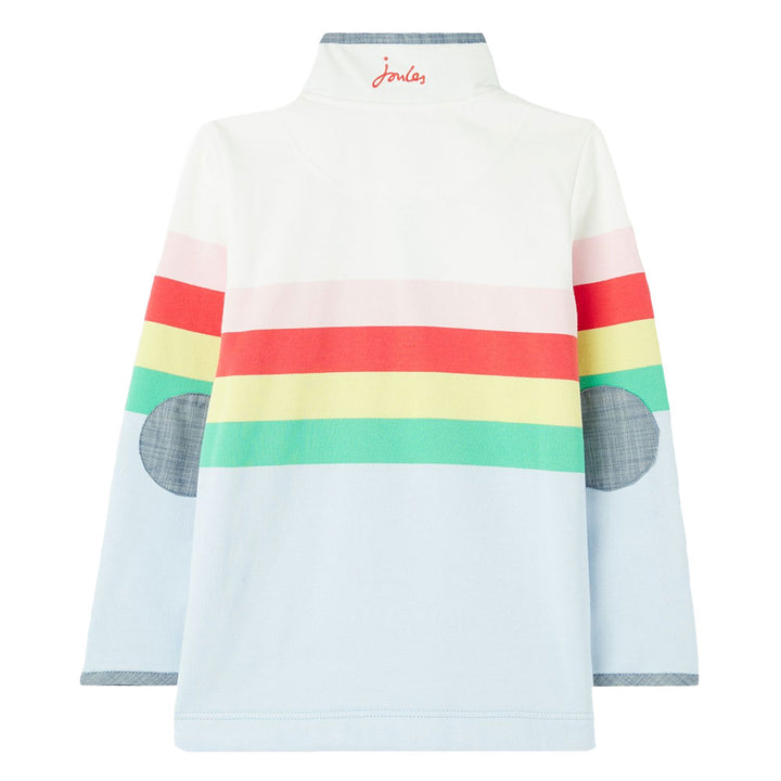 Joules Girl Saunton Stripe Overhead Half Popper Sweatshirt