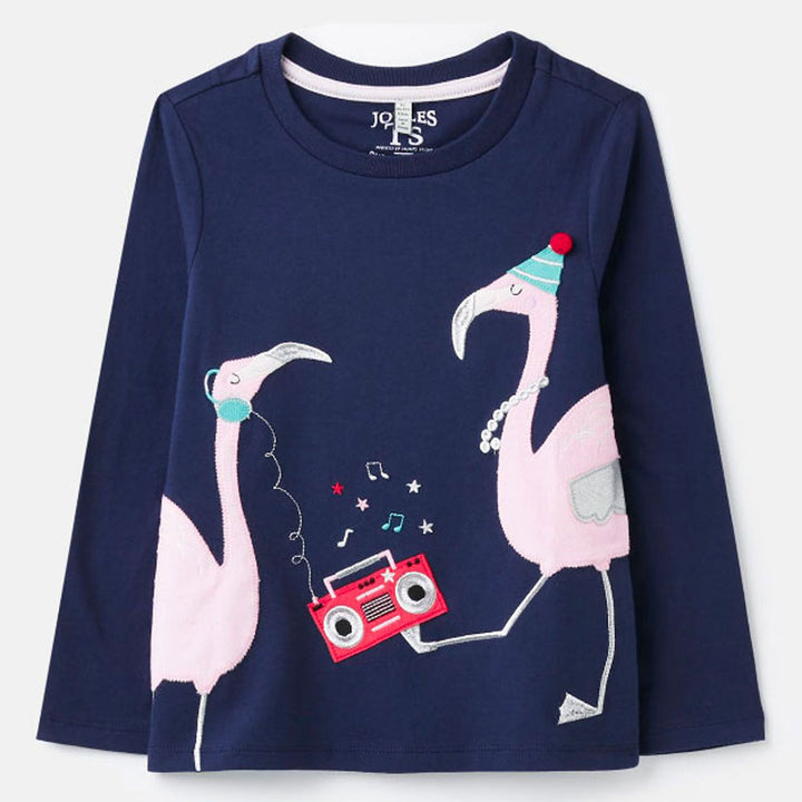 Joules Girls Ava Long Sleeve T-Shirt in Navy#Navy