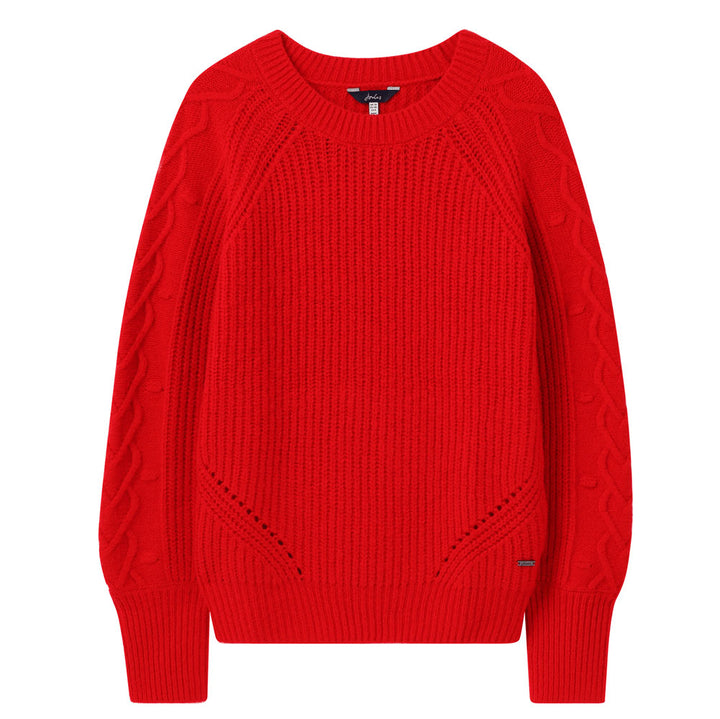 The Joules Ladies Loretta Heart Cable Jumper in Red#Red