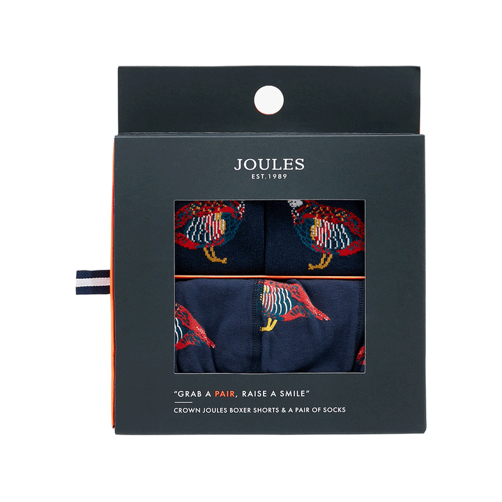 Joules Mens Put A Sock In It Gift Set in Navy Print#Navy Print