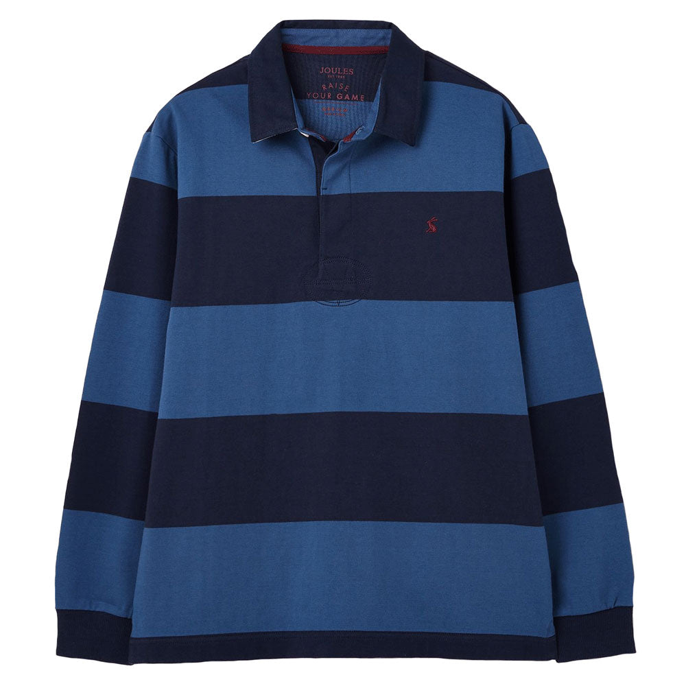 Joules Mens Onside Rugby Shirt in Blue Stripe#Blue Stripe