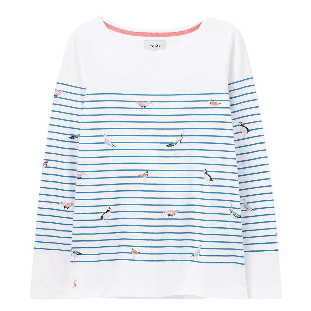 Joules Ladies Harbour Print Long Sleeve Jersey Top in Baby Blue#Baby Blue