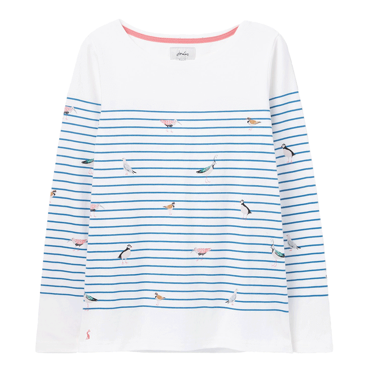 Joules Ladies Harbour Print Long Sleeve Jersey Top in Baby Blue#Baby Blue