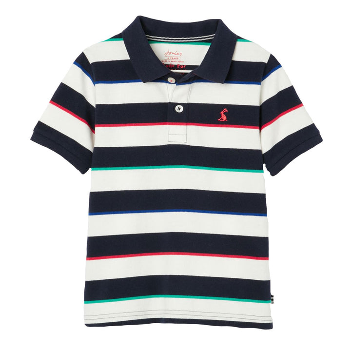 The Joules Boys Filbert Stripe Polo Shirt in Navy Stripe#Navy Stripe