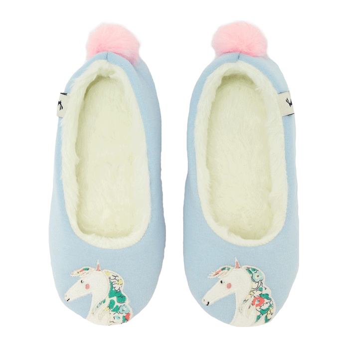 Joules Girls Junior Dreama Character Slippers in Blue Print#Blue Print