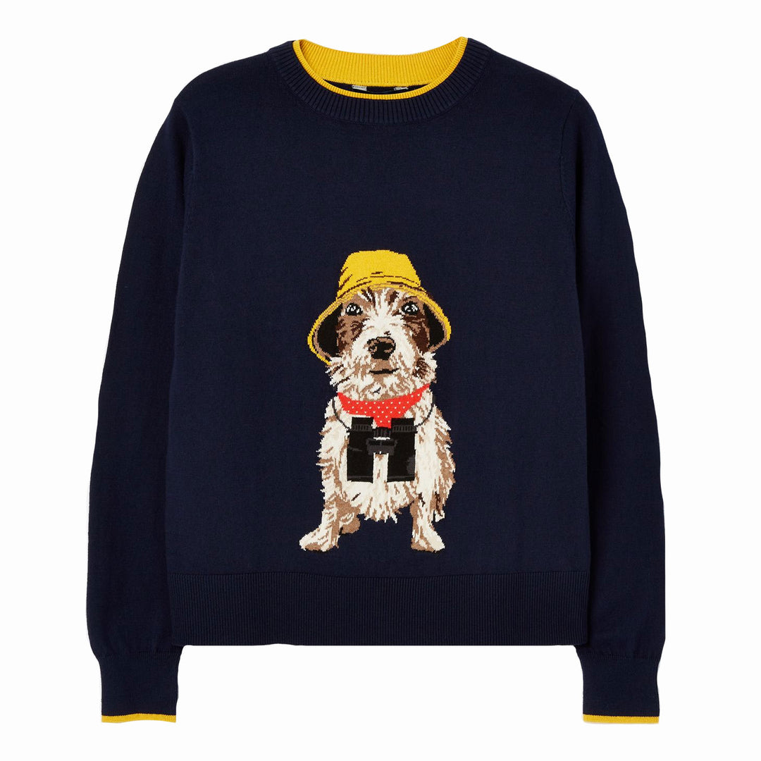 The Joules Ladies Mariella Dog Watch Intarsia Jumper in Navy#Navy
