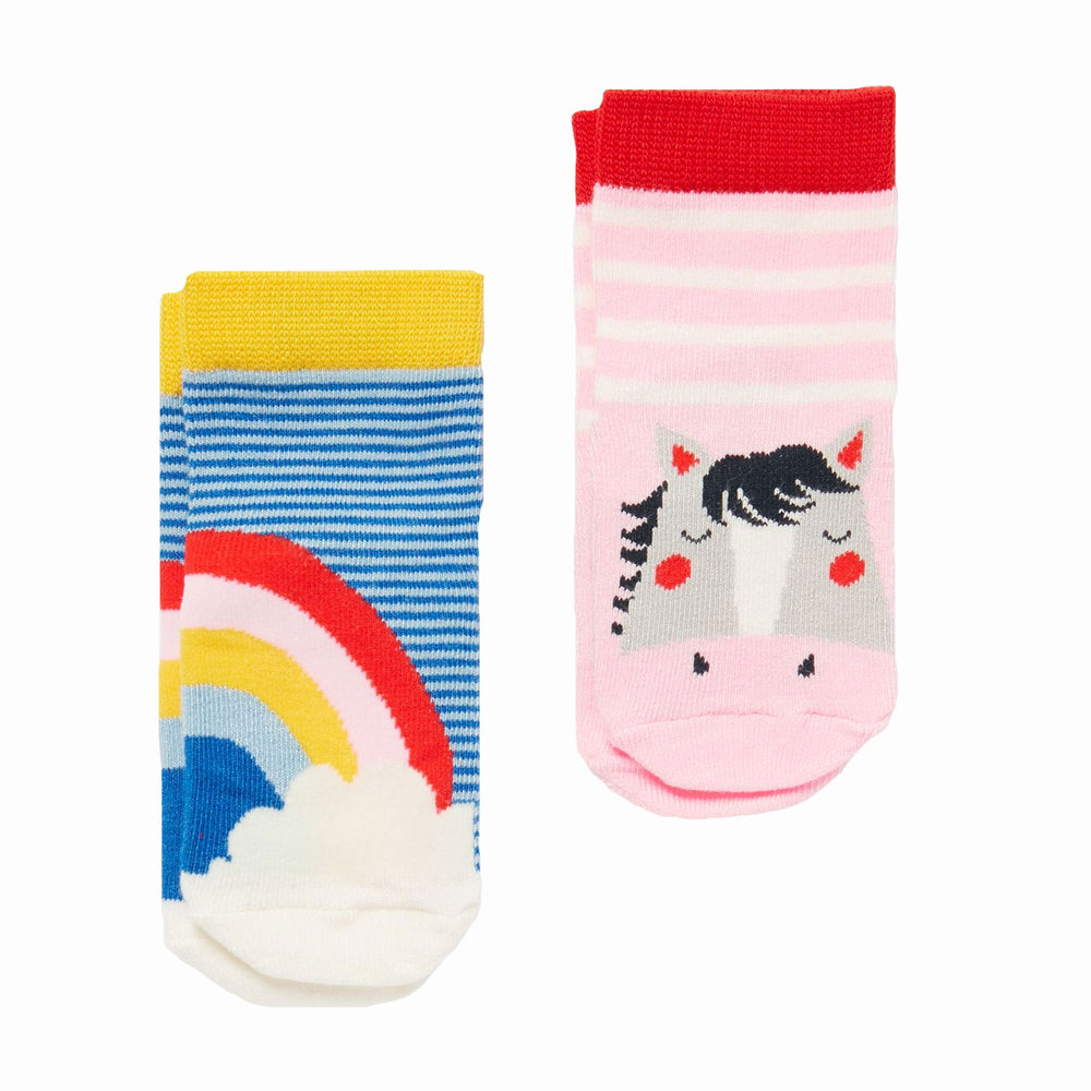 The Joules Baby Neat Feet 2 Pack Of Socks in Blue Stripe#Blue Stripe