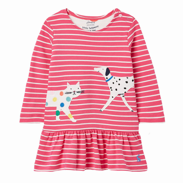 The Joules Baby Girls Dazzle Organic Cotton Artwork Dress in Pink Print#Pink Print