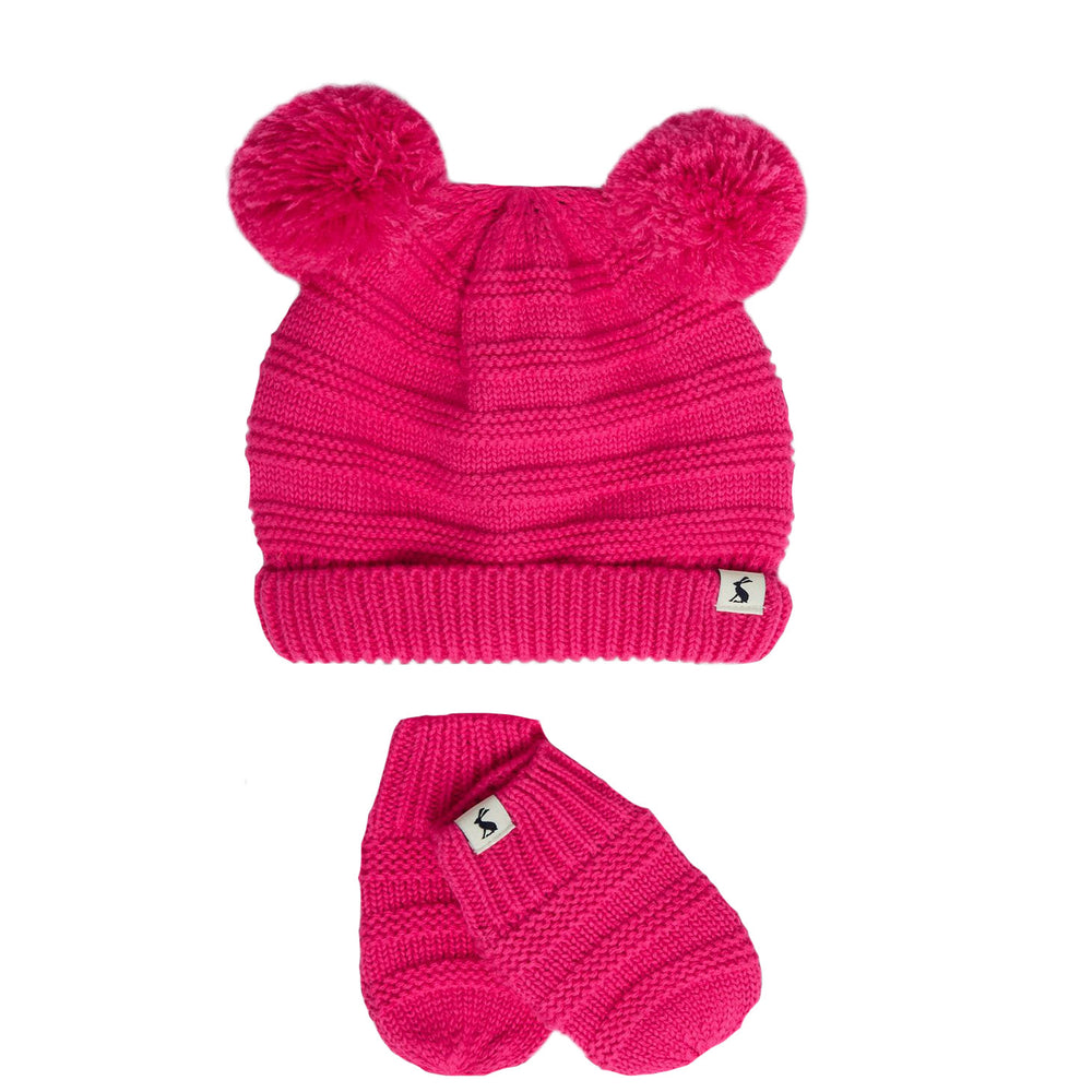 The Joules Baby Pom Set Knitted Hat And Glove Set in Light Pink#Light Pink