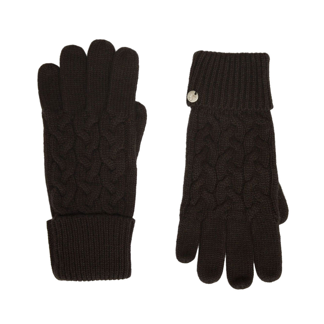 The Joules Ladies Elena Cable Knit Gloves in Black#Black