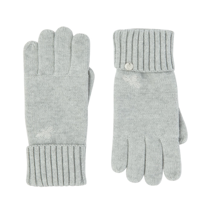The Joules Ladies Stafford Knitted Gloves With Embellishment in Grey#Grey