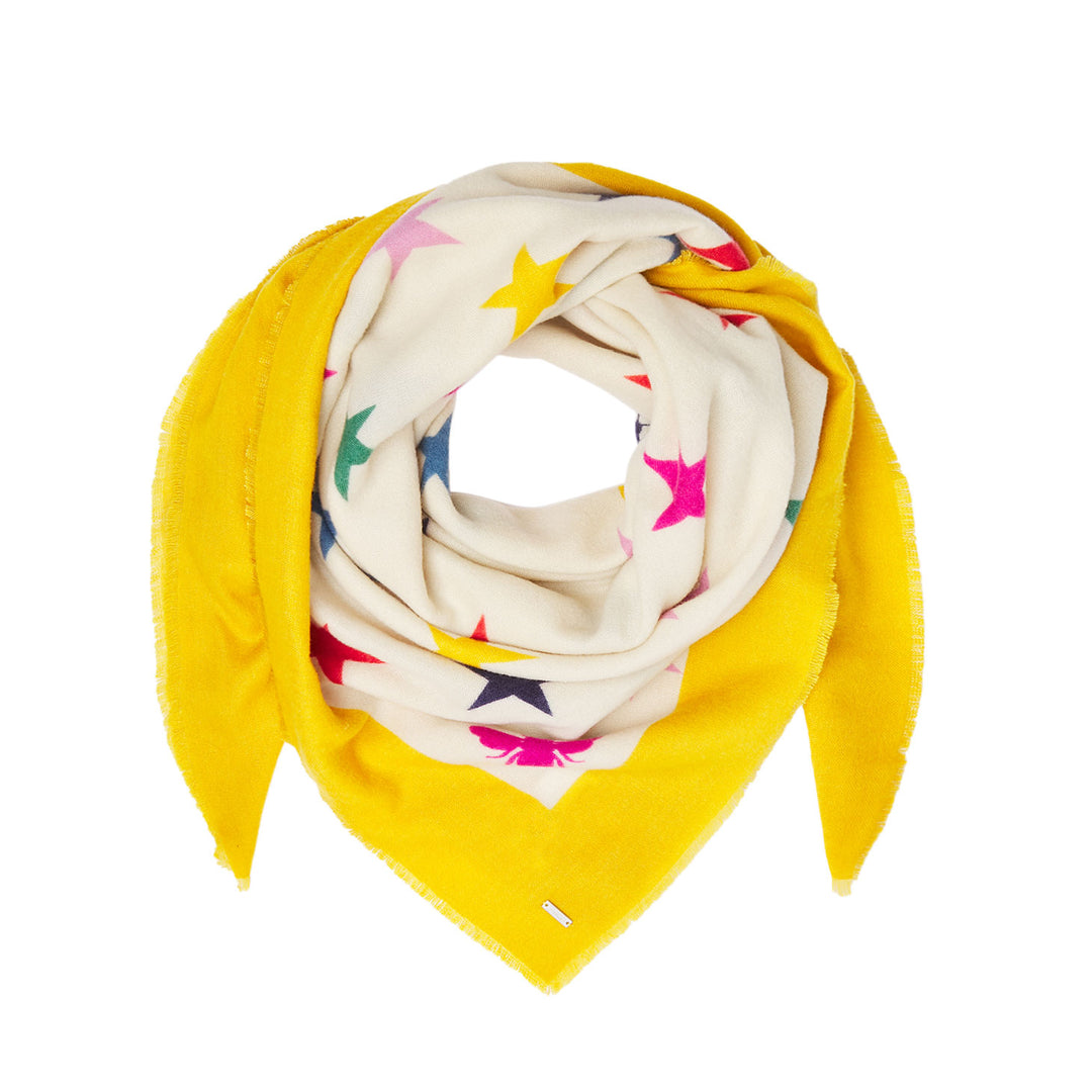 The Joules Ladies Willow Soft Handle Printed Scarf in Yellow Print#Yellow Print