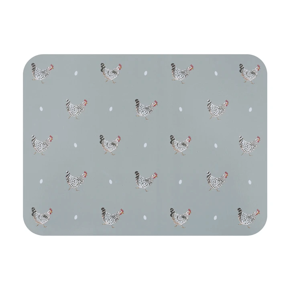 The Sophie Allport Chicken Set Of 4 Placemats in Blue#Blue