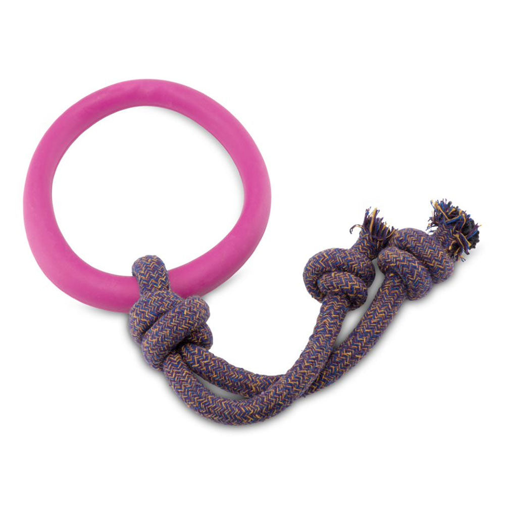 The Beco Hoop on Rope Dog Toy in Pink#Pink