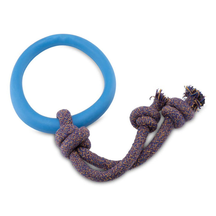 The Beco Hoop on Rope Dog Toy in Blue#Blue